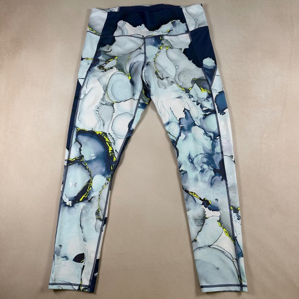 Under Armour HeatGear Leggings XL Floral Abstract Print Fitted Workout Yoga Pant